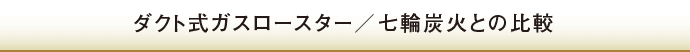ダクト式ガスロースター/七輪炭火との比較